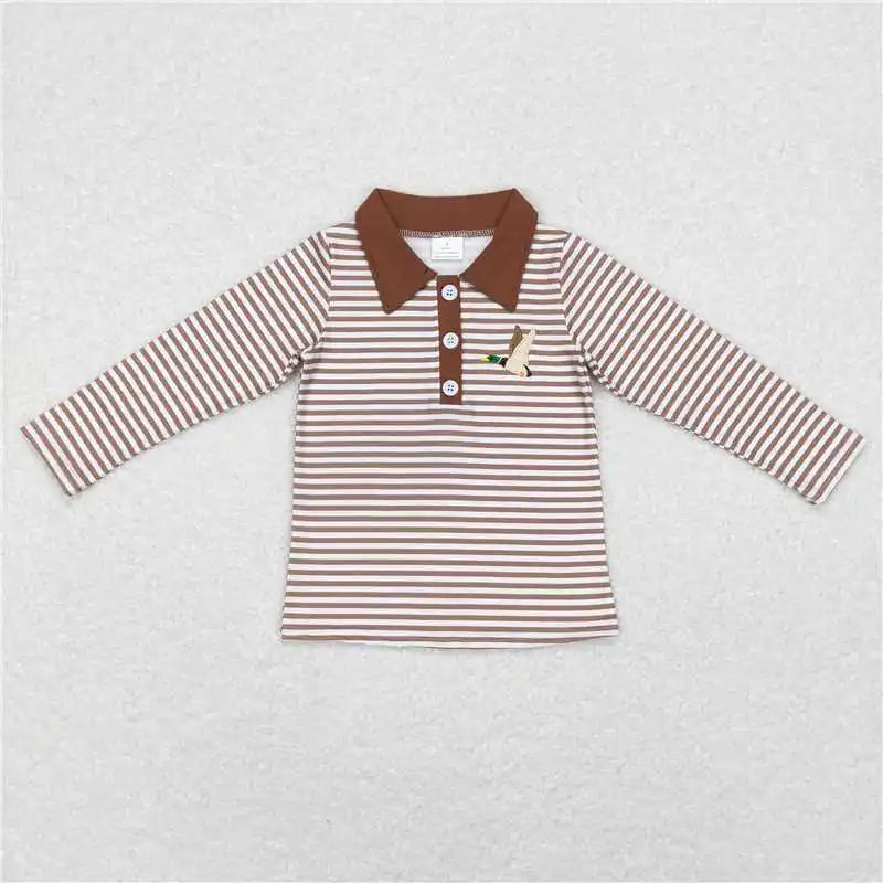 Boys Quarter Button Striped Top