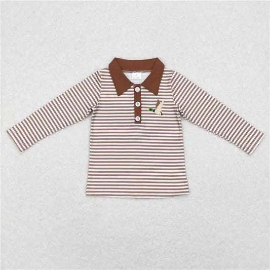 Boys Quarter Button Striped Top