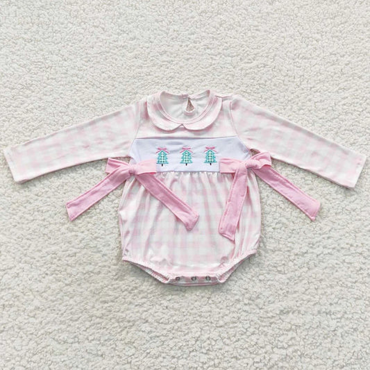 Pink Bow Christmas Tree Bubble Romper
