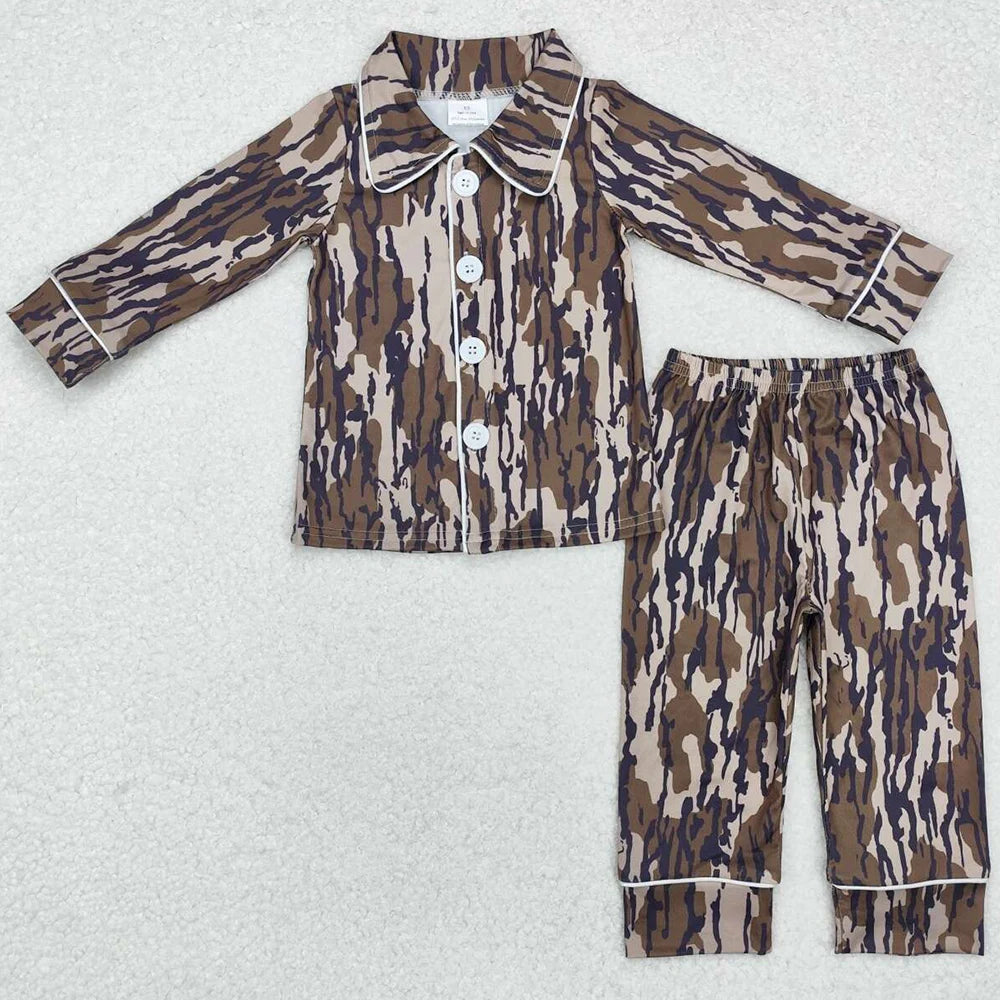 Boys Bottomland Camo Button Silk Jammies