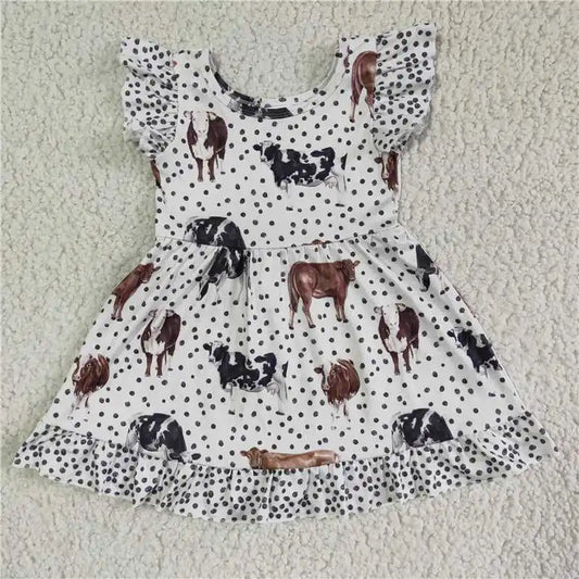 Girls Dotted Cow Dress