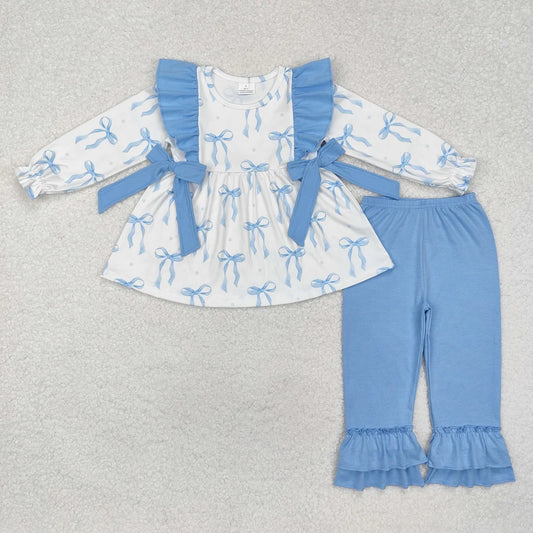 Girls Blue Bow Pant Set