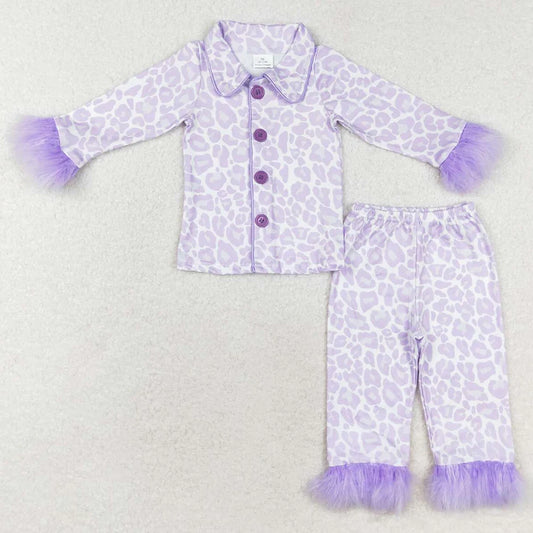 Girls Purple Button Silk Jammies
