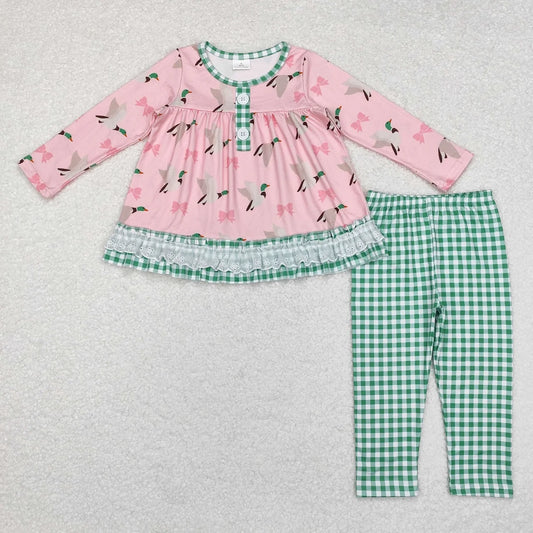 Girls Gingham Duck Pant Set