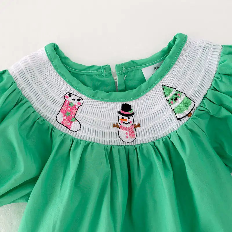 Girls Smocked Christmas Dress