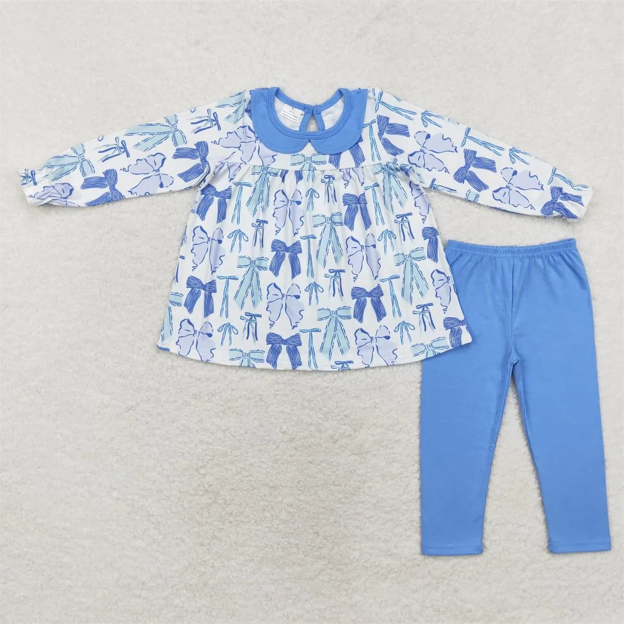 Girls Dark Blue Bow Pant Set
