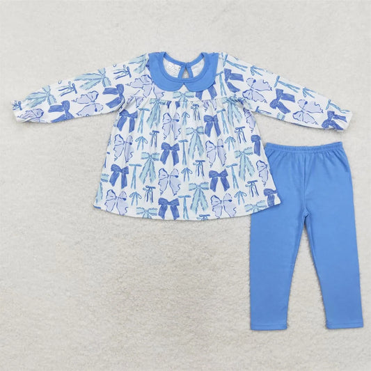 Girls Dark Blue Bow Pant Set