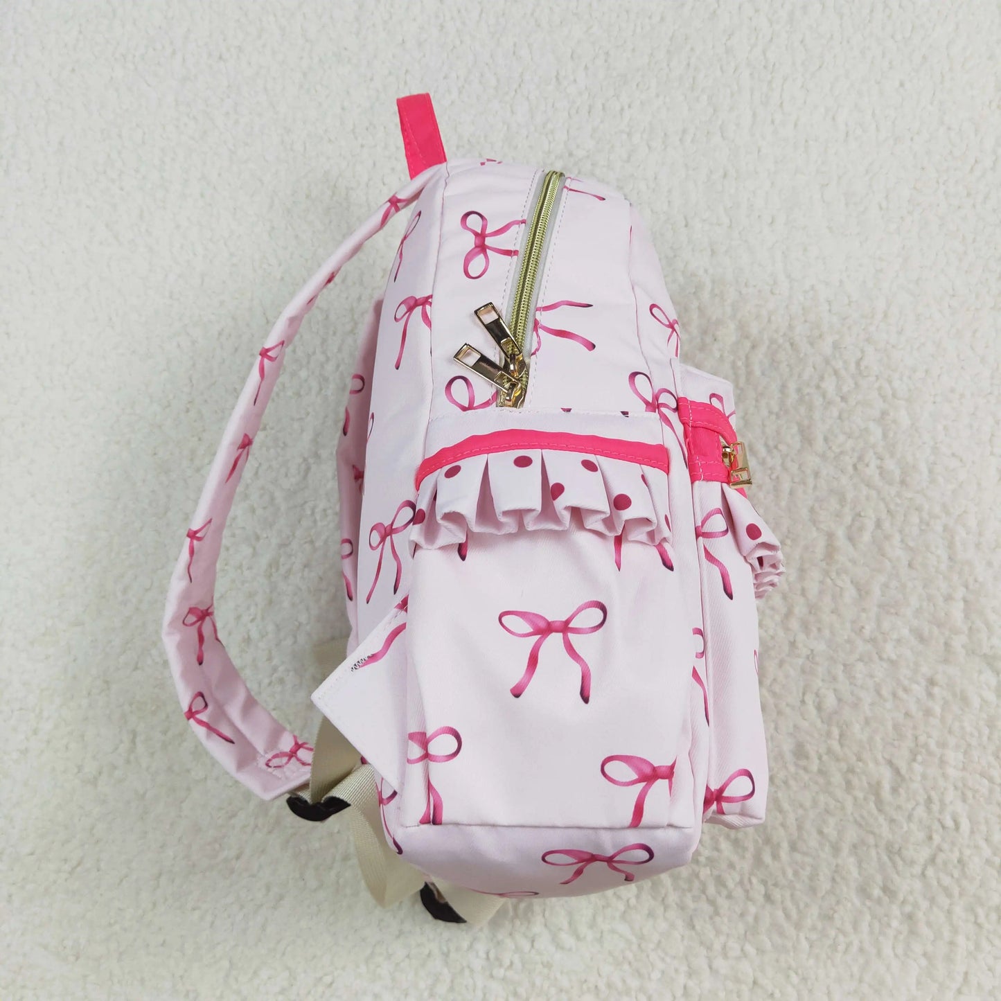 Pink Bow Ruffle Backpack
