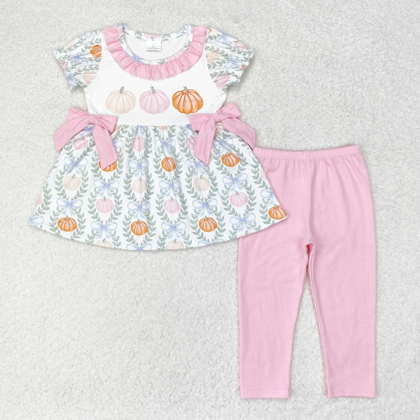 Girls Pink Pumpkin Pant Set