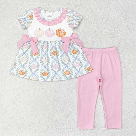 Girls Pink Pumpkin Pant Set