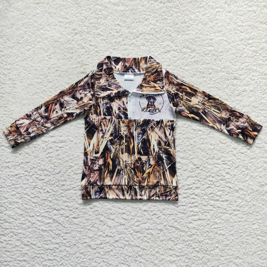 Boys Quarter Zip Real Camo Top