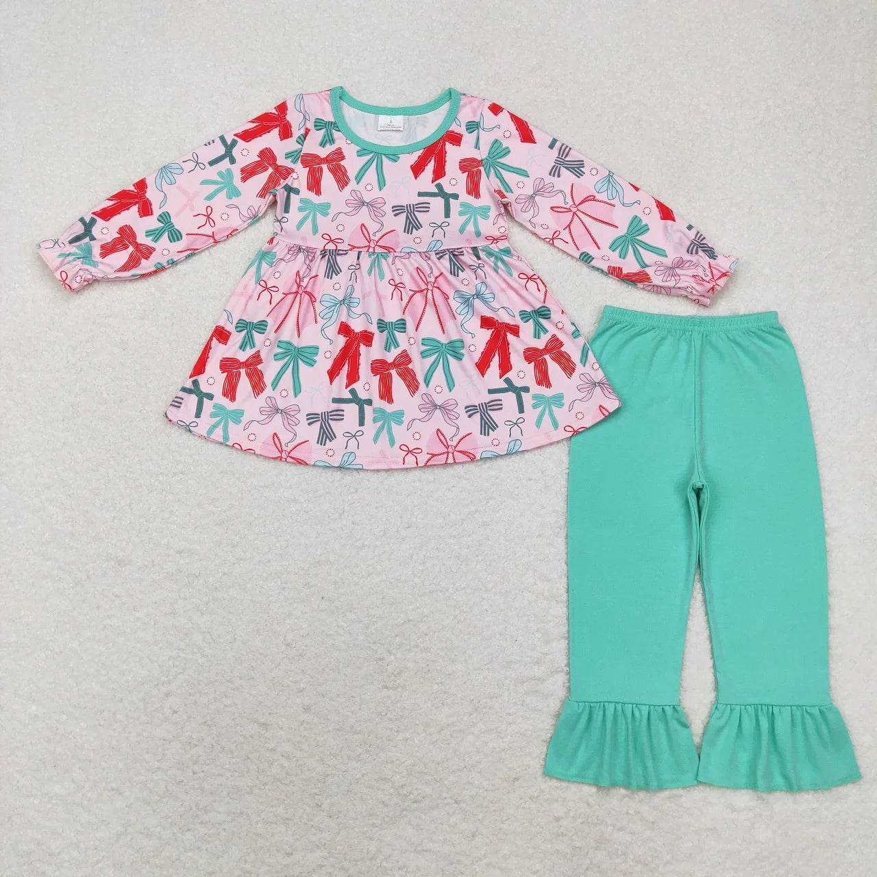 Girls Dark Pink Bow Pant Set