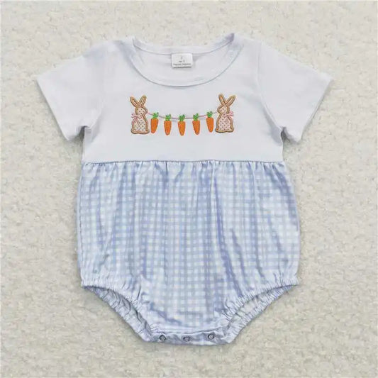 Blue Gingham Easter Carrot Bubble