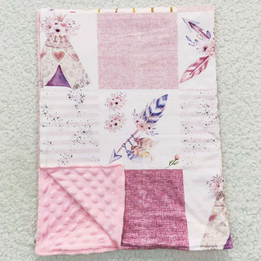 Pink Feather Minky Blanket