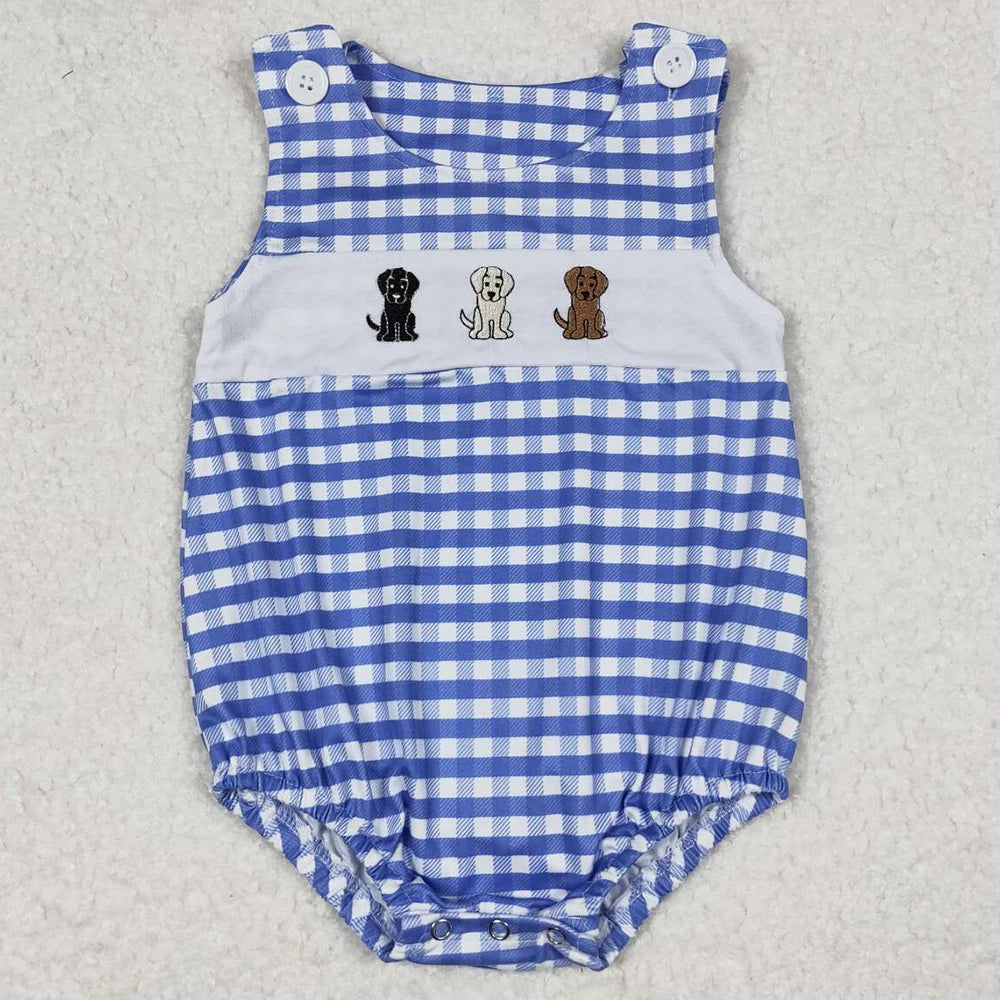 Gingham Blue Dog Bubble