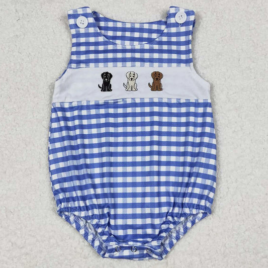 Gingham Blue Dog Bubble