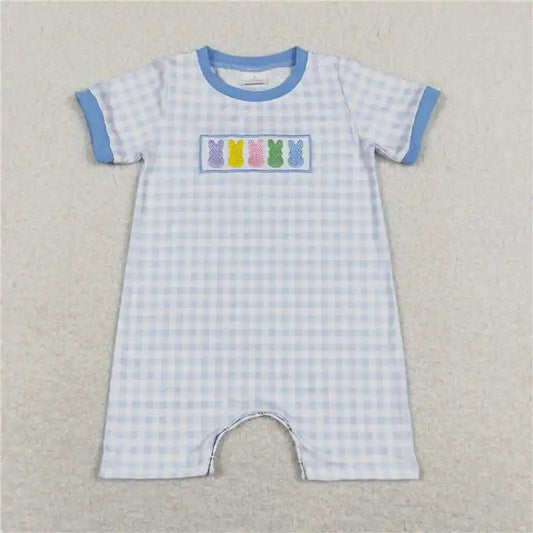 Blue Colorful Easter Bunny Romper
