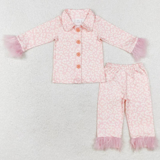 Girls Pink Button Silk Jammies