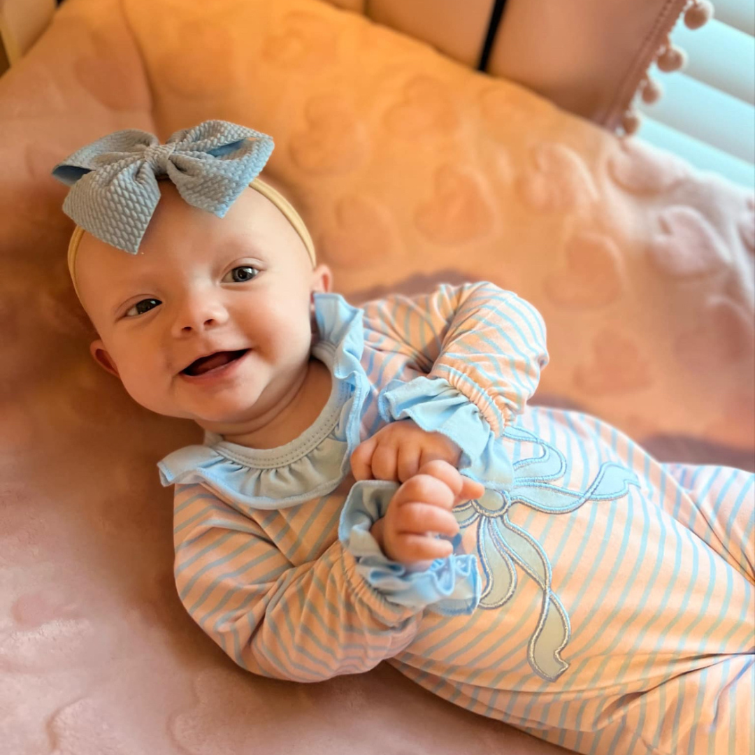 Blue Coquette Bow Romper