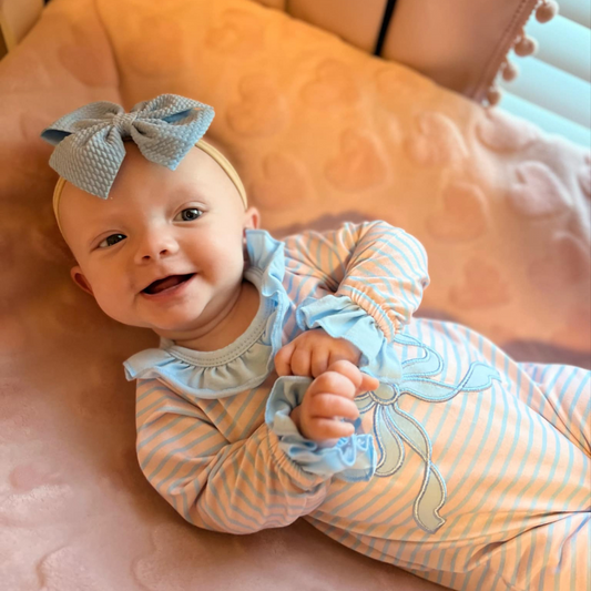 Blue Coquette Bow Romper