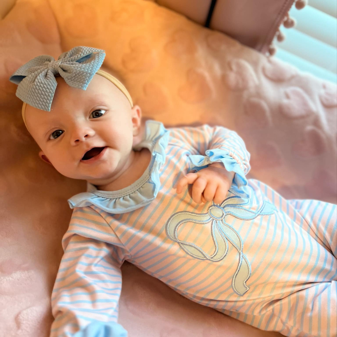 Blue Coquette Bow Romper